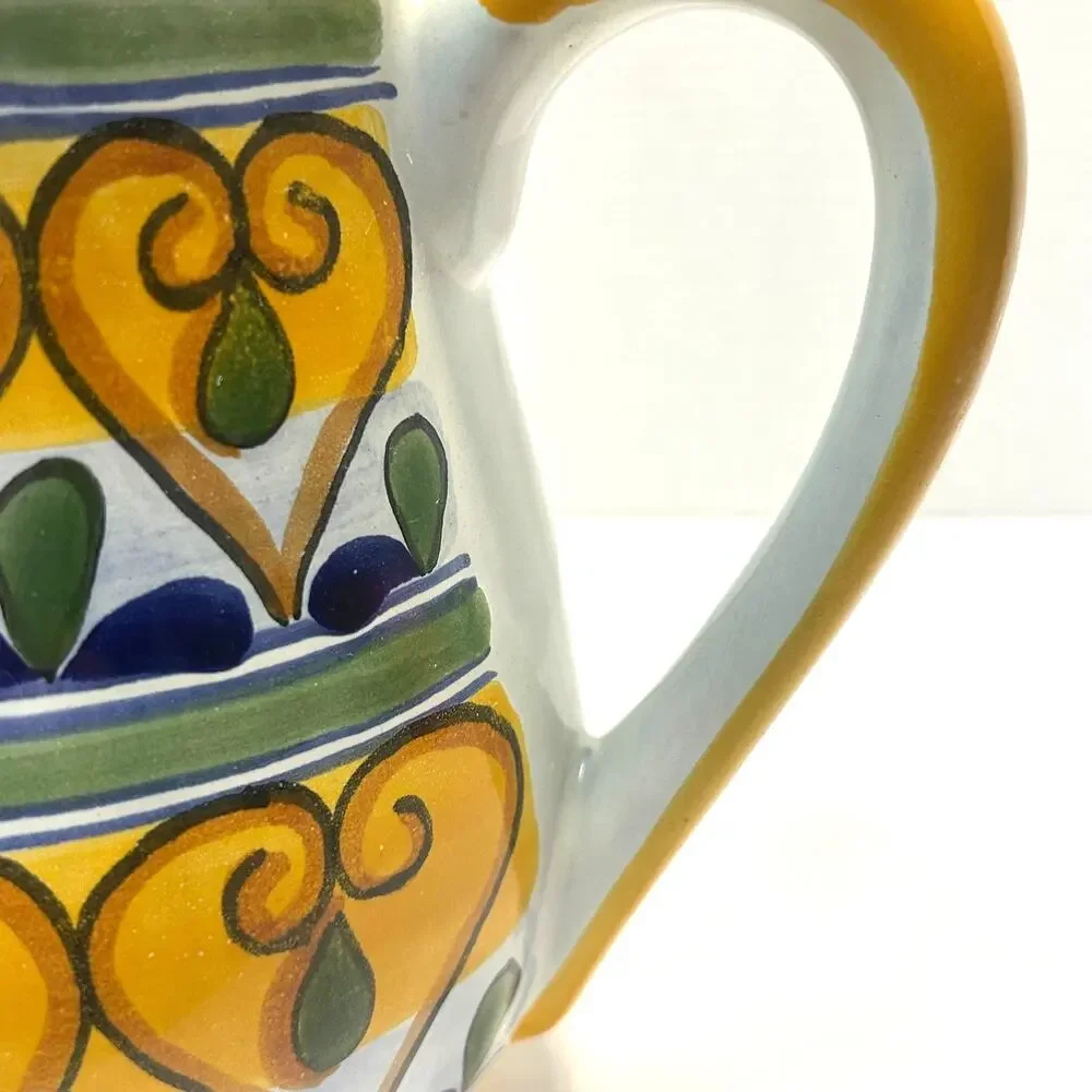 Talevera Redware Pottery Handpainted Mexico Lead Free Water/Juice/Tea Pitcher‎
